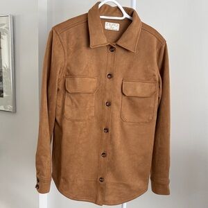 Z Supply Men's Brown Suede-Look Shirt Jacket